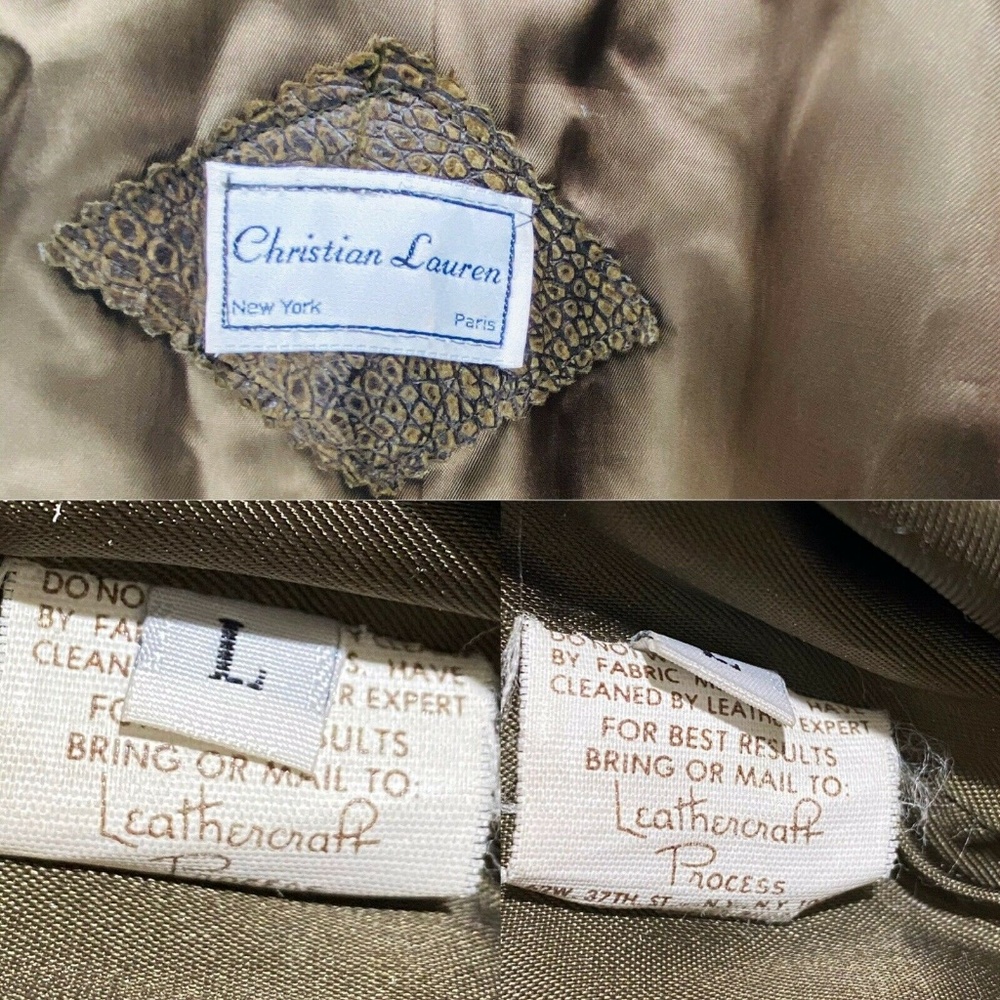 CHRISTIAN LAUREN 80s Suede Leather Jacket Textured VNTG Olive Green NY Buttery - Picture 4 of 11
